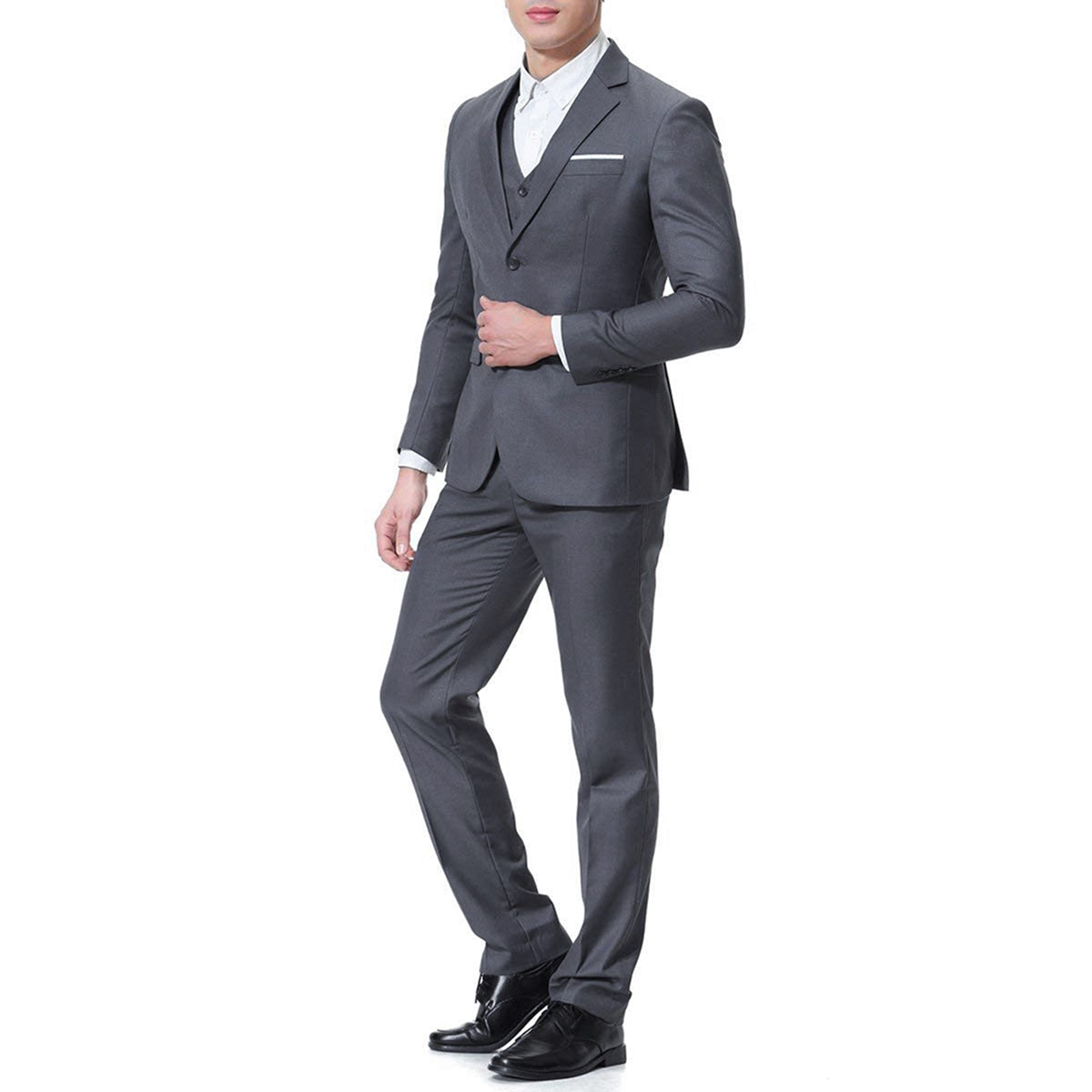 3-Piece DimGrey Notched Lapel Suit