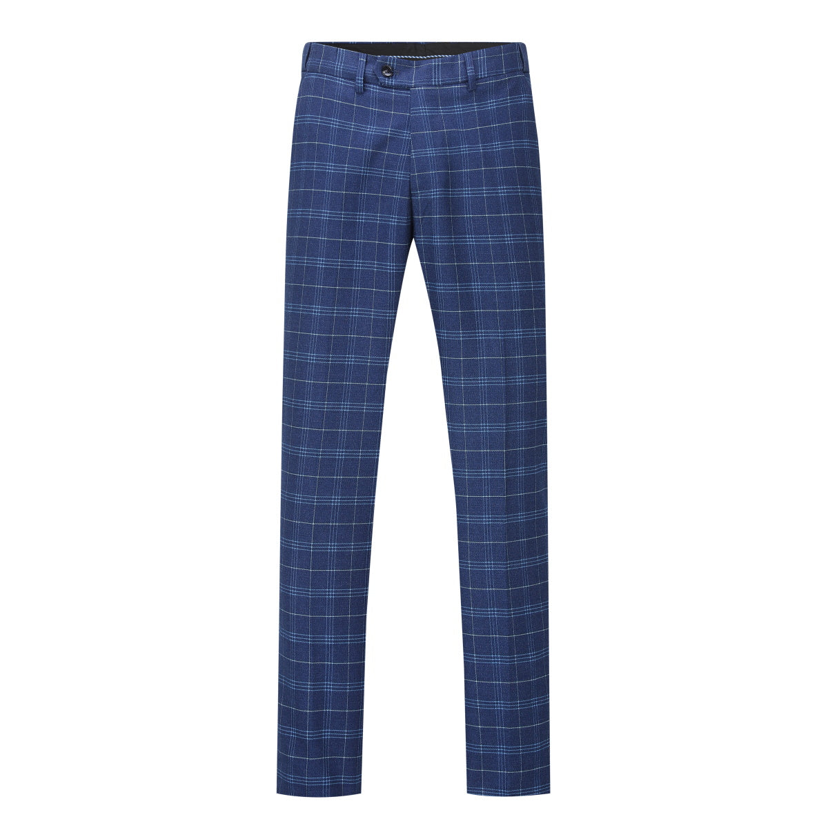 Mens 3-Piece Slim Fit Vintage Plaid Navy Suit