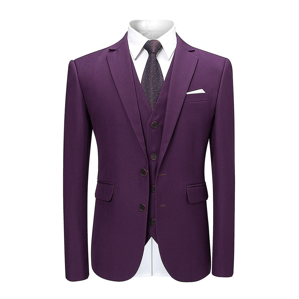 Mens 3-Piece Slim Fit Purple Suit