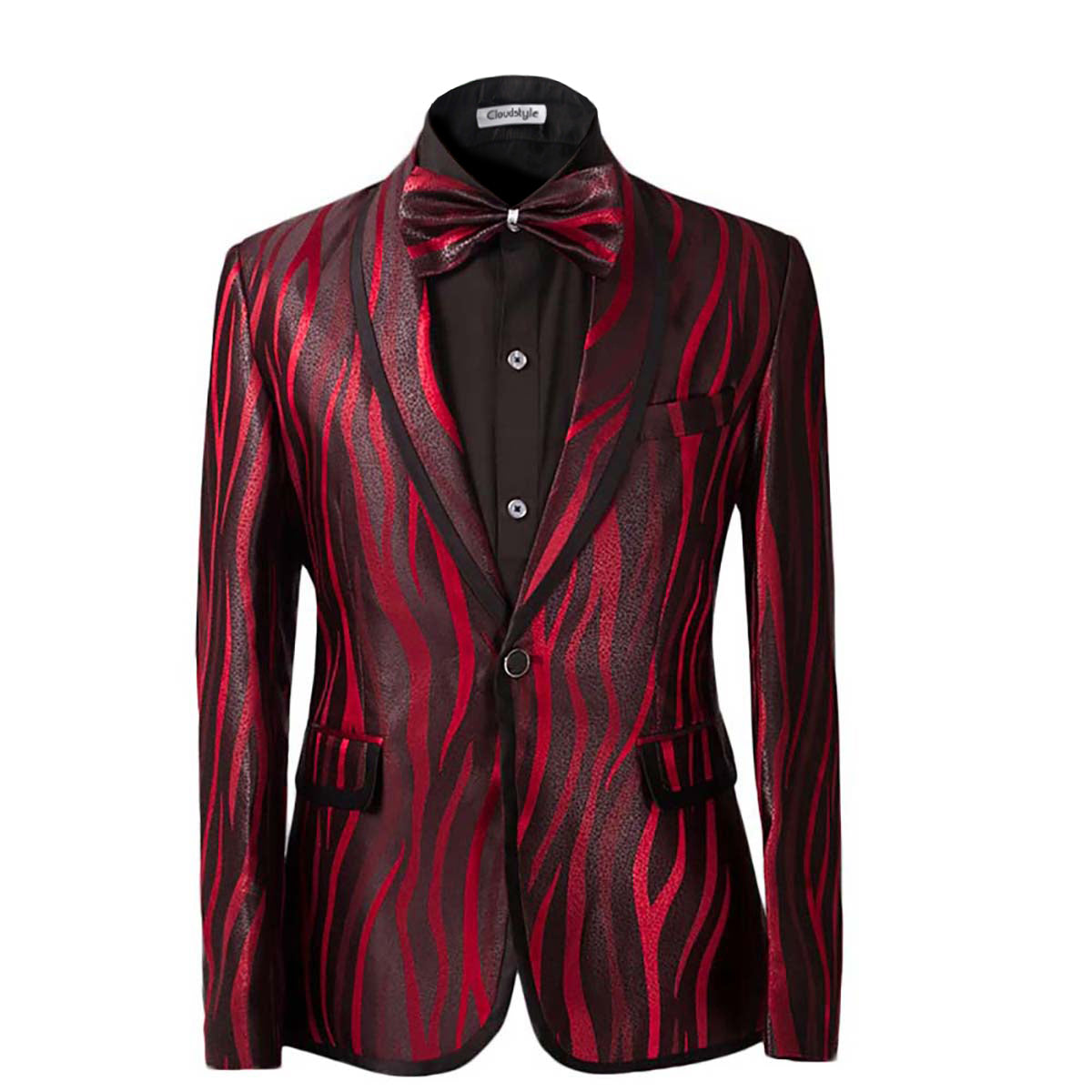 Maroon Zebra Printed 2-Piece Shiny Suit
