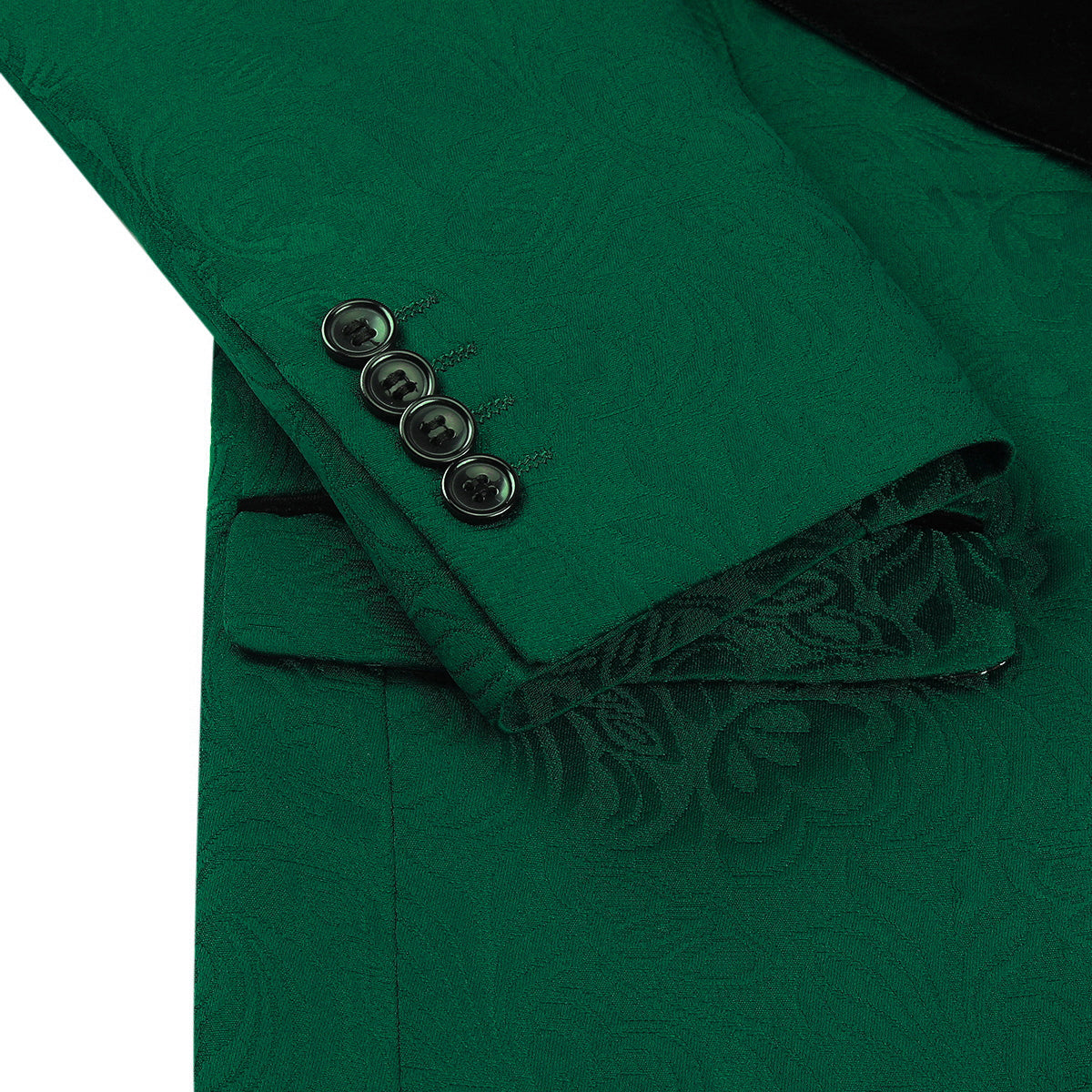 3-Piece Paisley Suit Shawl Collar Suit Green