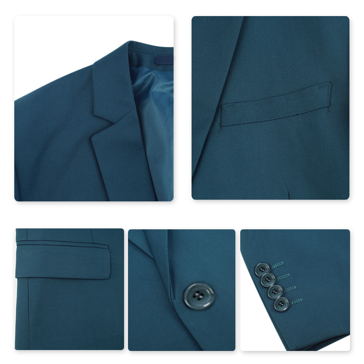 Mens 2-Piece Slim Fit Two Button SteelBlue Suit