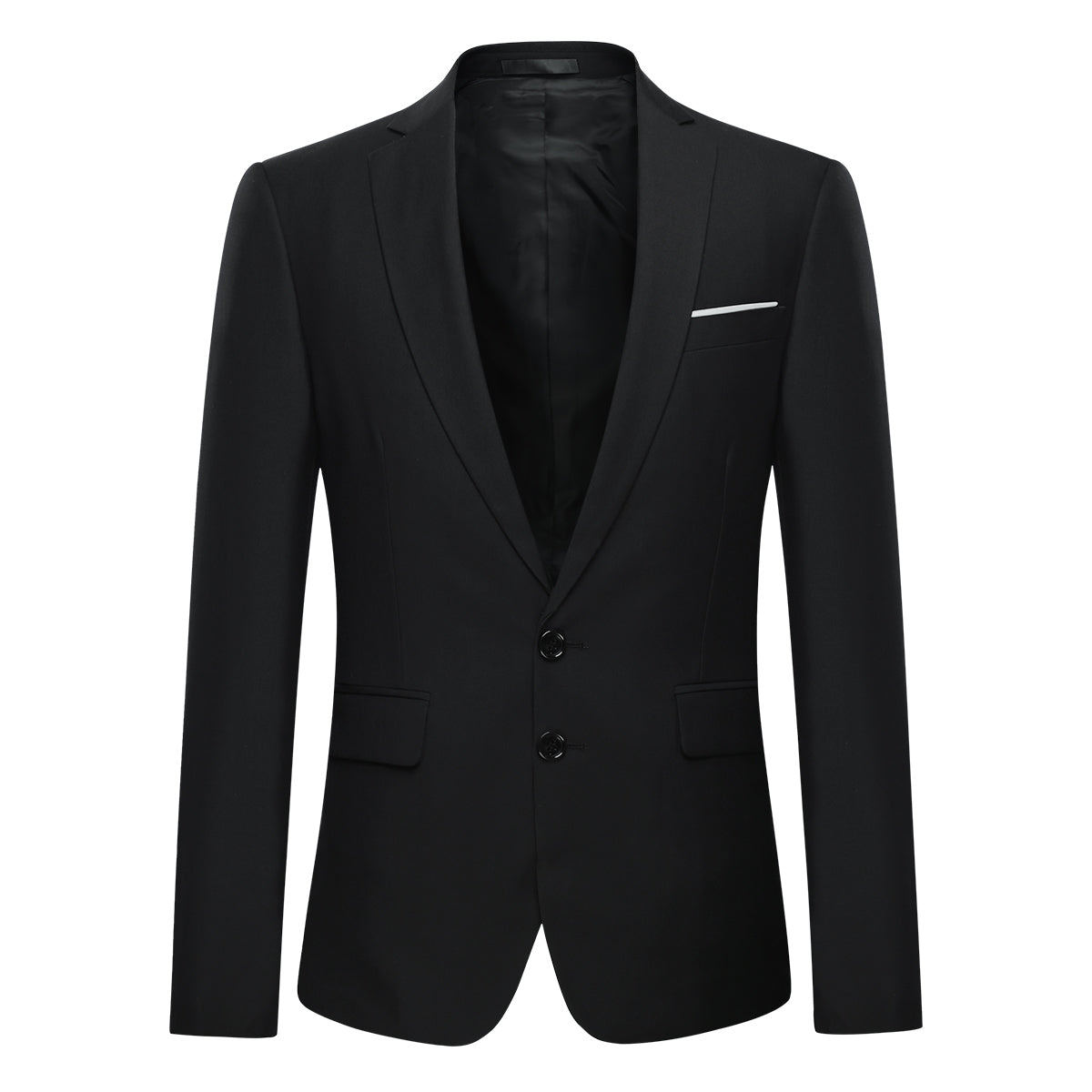 Mens 2-Piece Slim Fit Two Button Black Suit