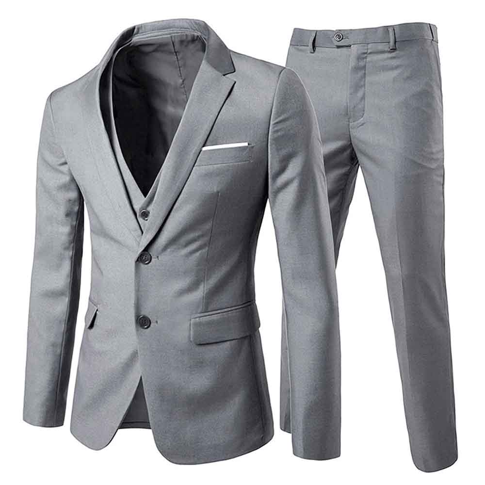 Grey 3-Piece Slim Fit Suit