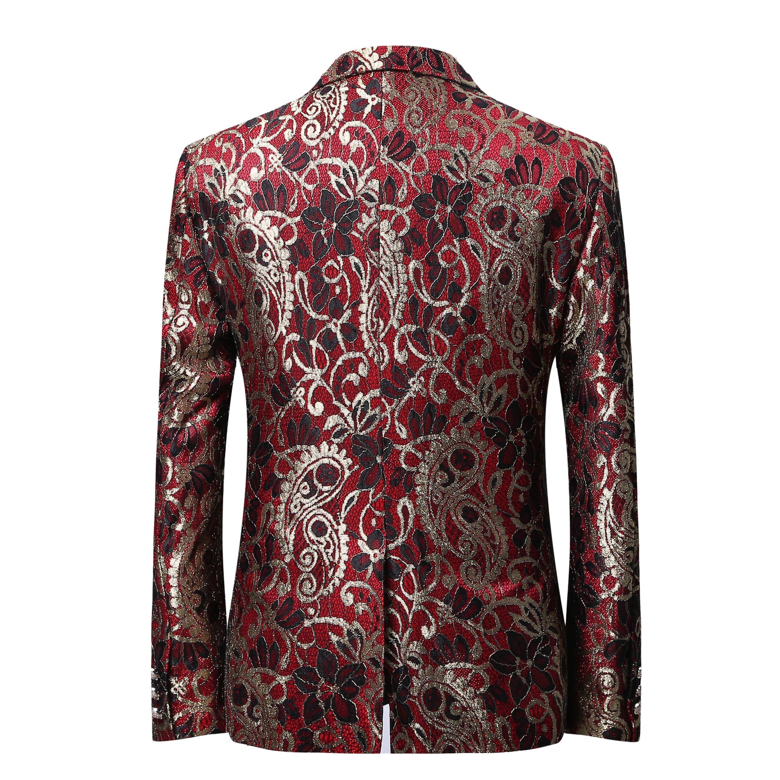 Maroon Flower Printed 2-Piece Shiny Suits
