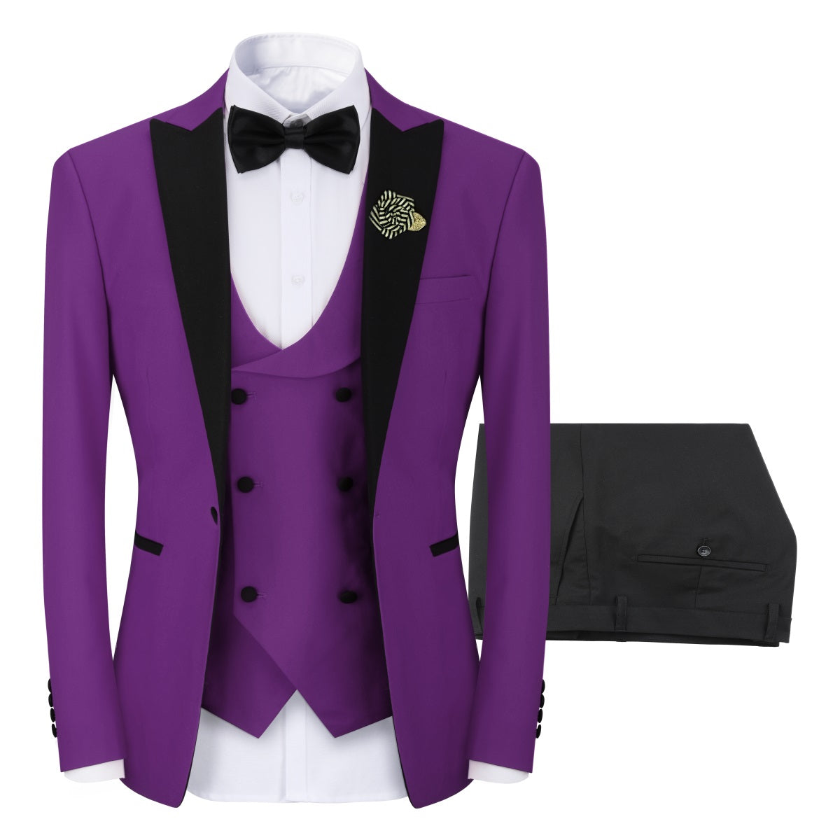 Purple 3-Piece Slim Fit Tuxedo - One Button, Peaked Lapel