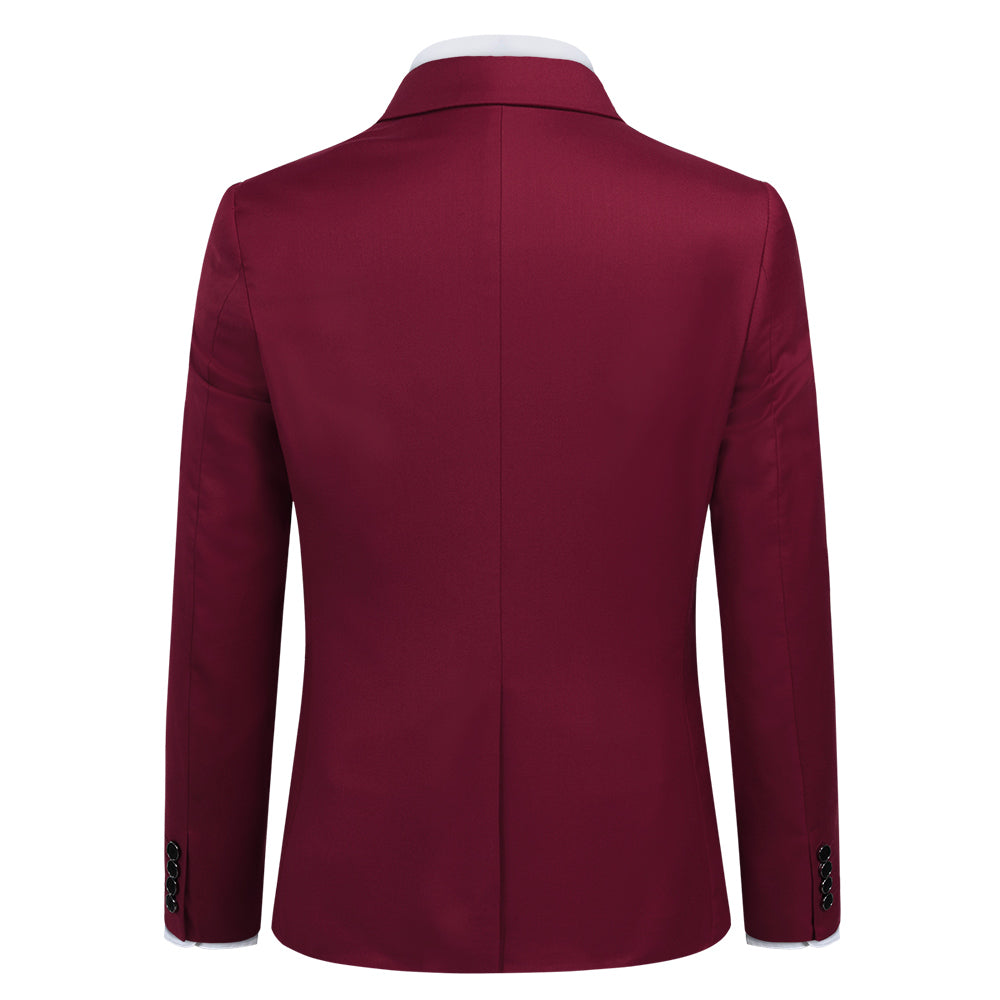 3-Piece Slim Fit One Button Fashion Maroon Suit