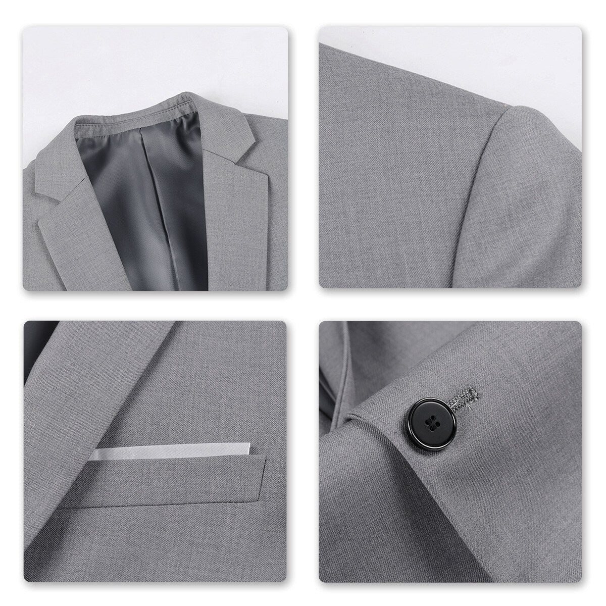 2-Piece Slim Fit Simple Designed Grey Suit