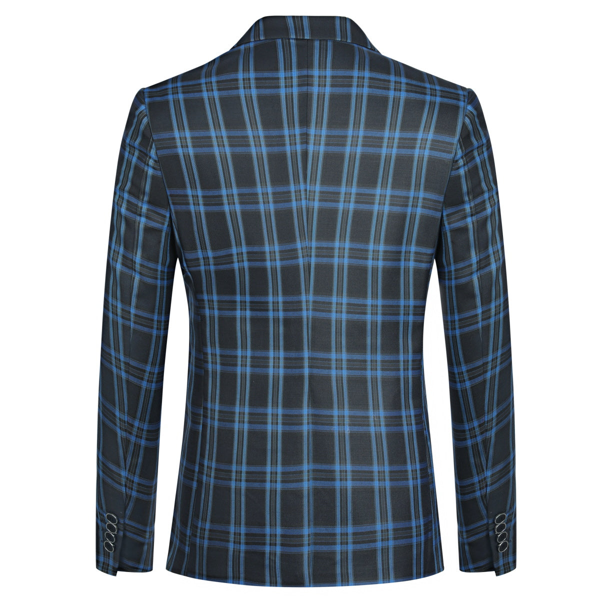 Plaid Stripe Suit Slim Fit 2-Piece Suit Blue