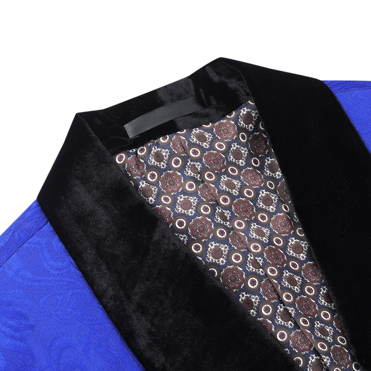 3-Piece Paisley Blue Suit Shawl Collar Suit
