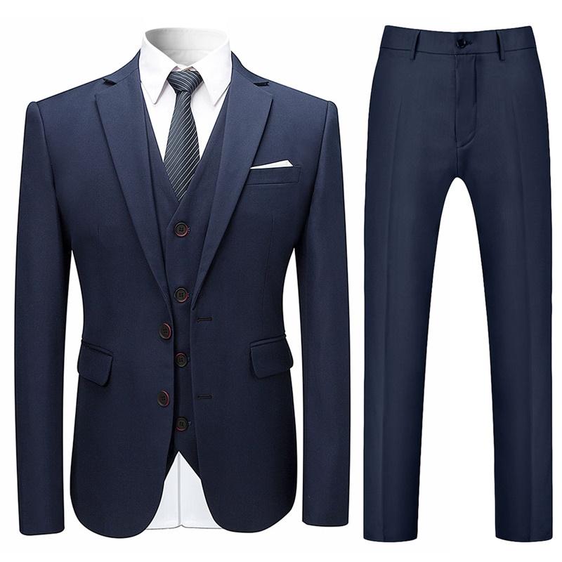 Mens 3-Piece Slim Fit Navy Suit