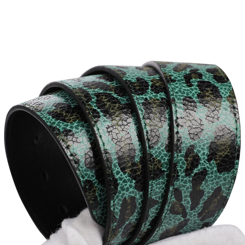 Dark Green Leopard Print Prong Buckle Belt