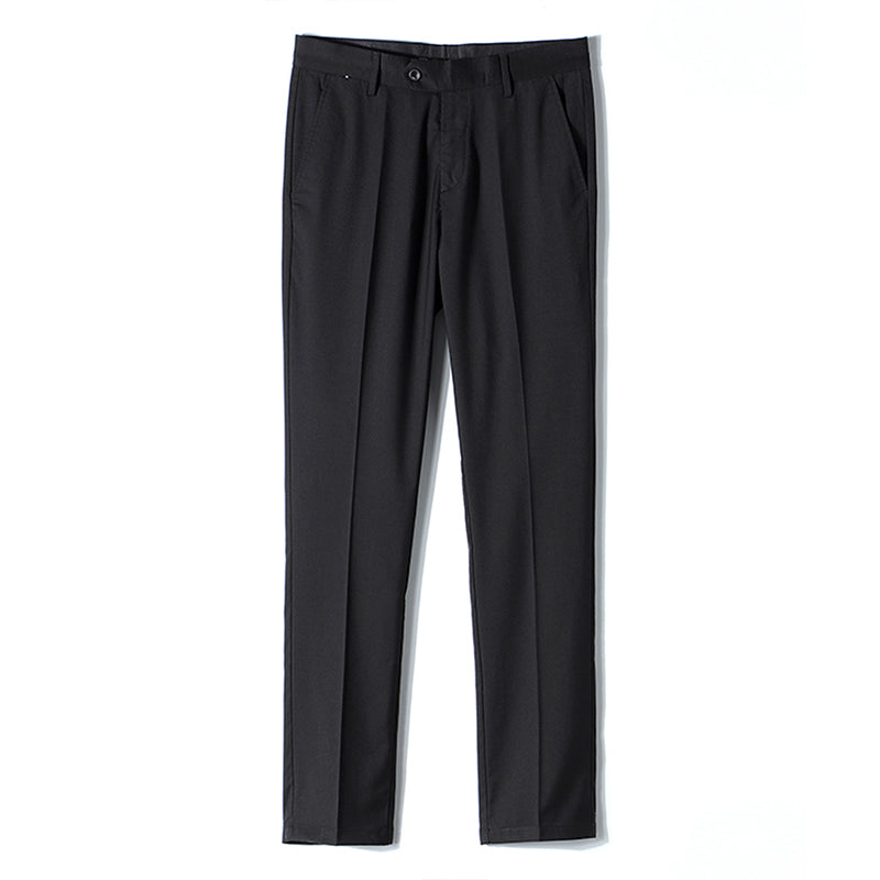 Black Classic Slim Fit Fit Stretch Flat Front Pants