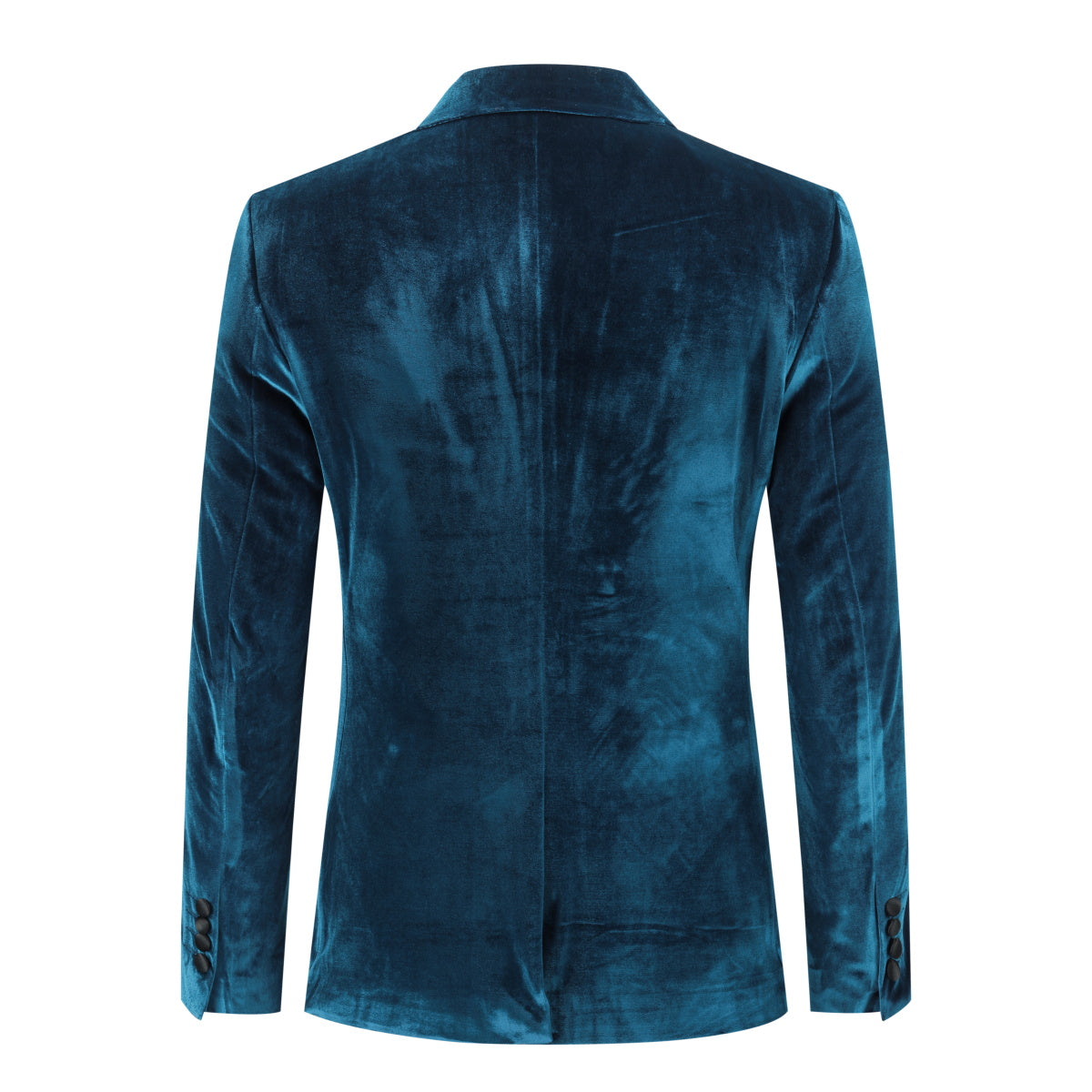 Peacock Blue Velvet Tuxedo Suit - 3-Piece Lapel One Button Design