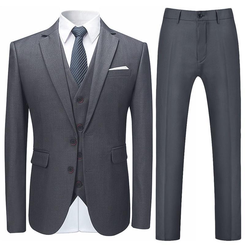Mens 3-Piece Suit Slim Fit Two Button Nardo Grey Suit