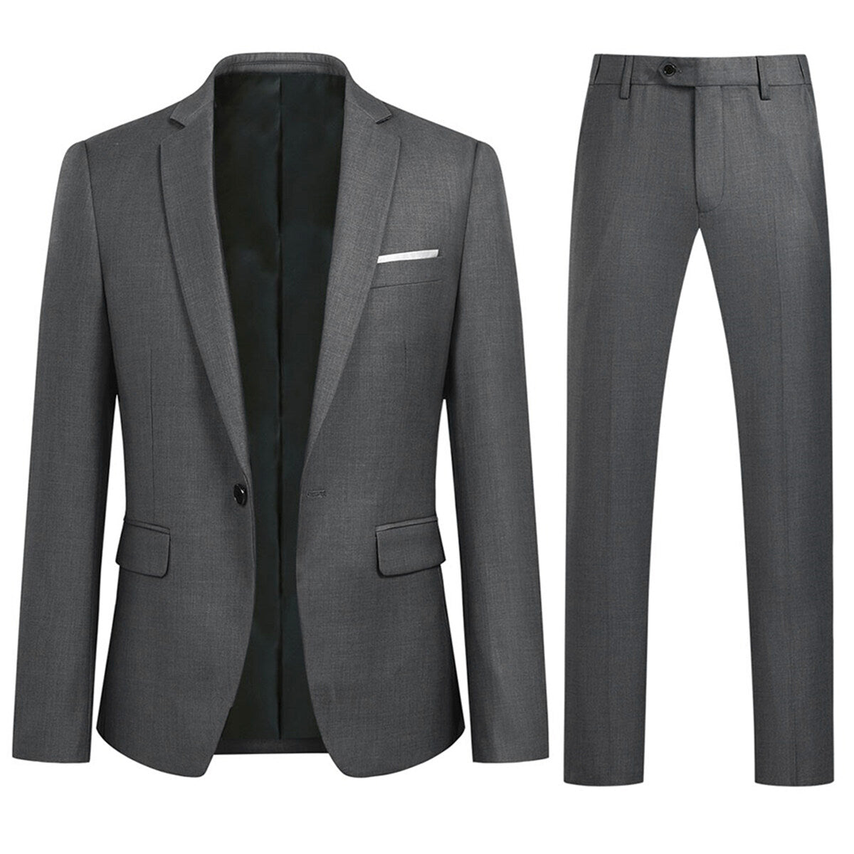 Dark Grey 2-Piece Slim Fit Minimalist Design Suit