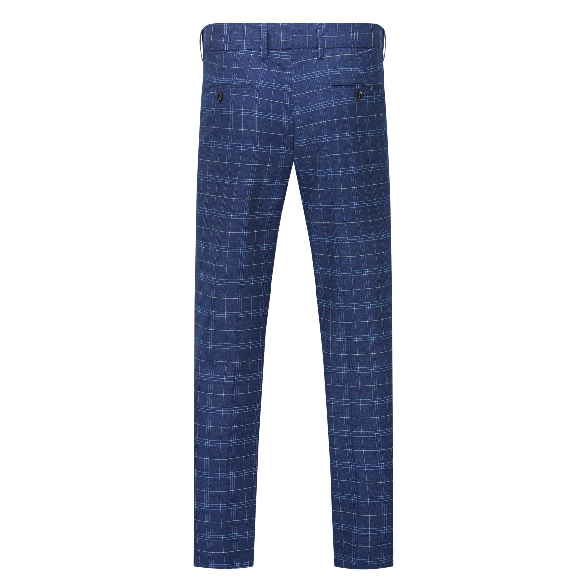 Mens 3-Piece Slim Fit Vintage Plaid Navy Suit