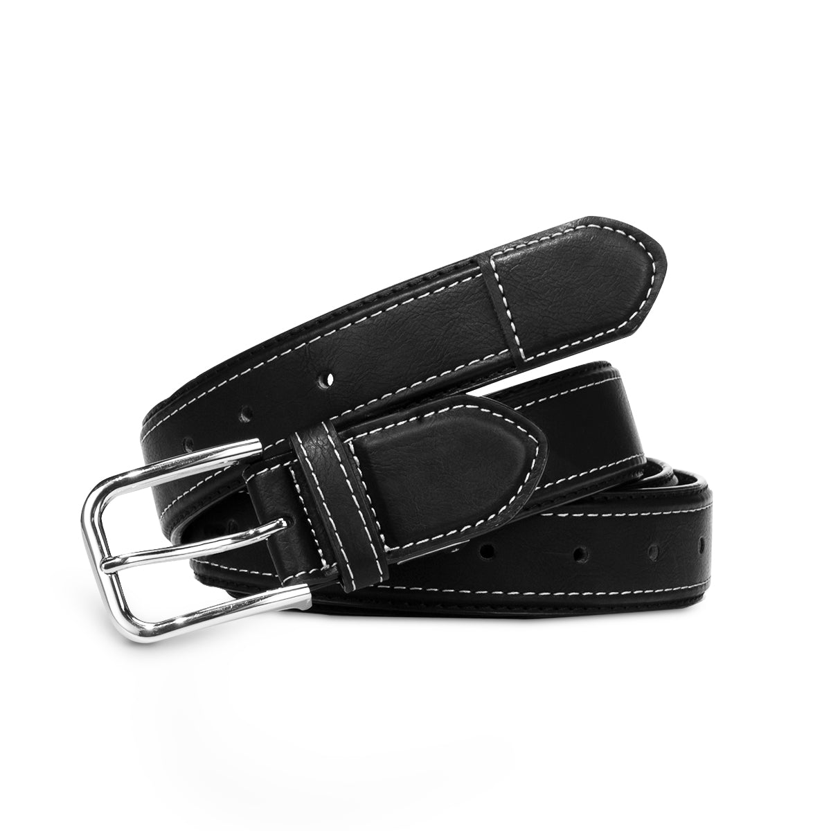 Whole Punched Needle Buckle Belt Black