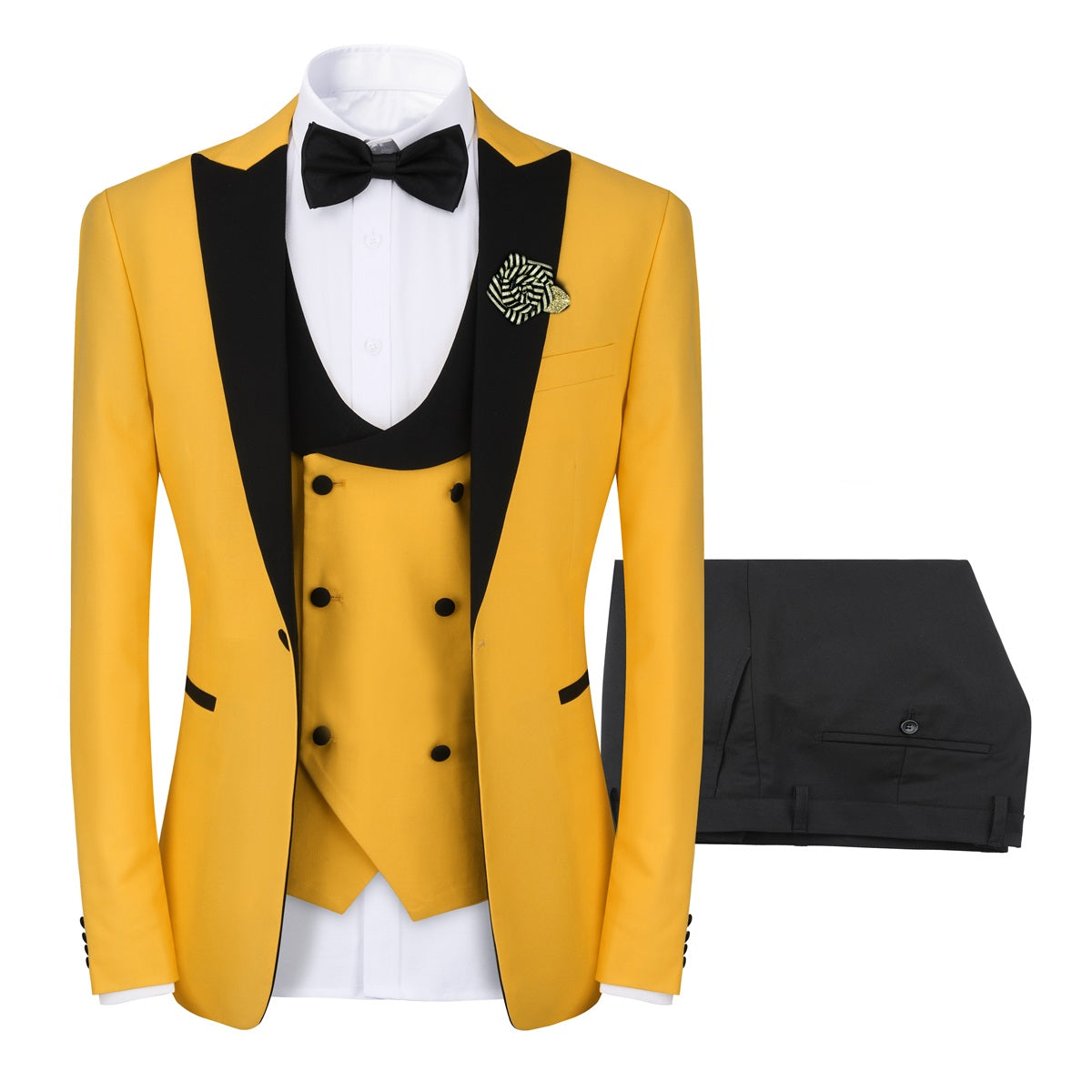 Yellow 3-Piece Slim Fit Tuxedo - One Button, Peaked Lapel
