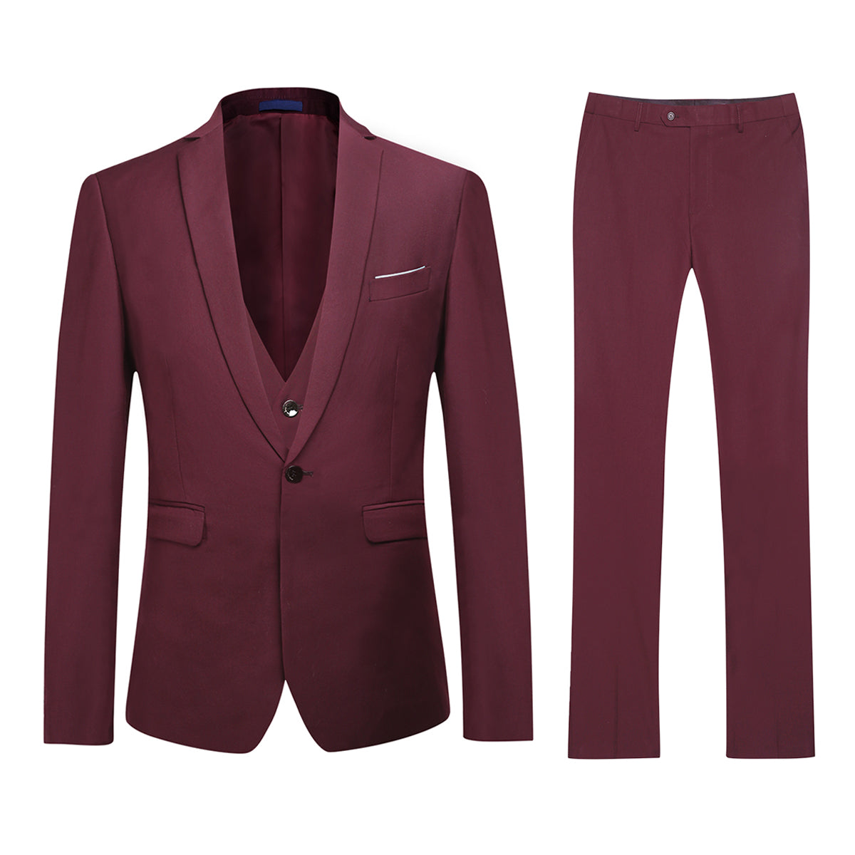 3-Piece Slim Fit Classic Maroon Suit