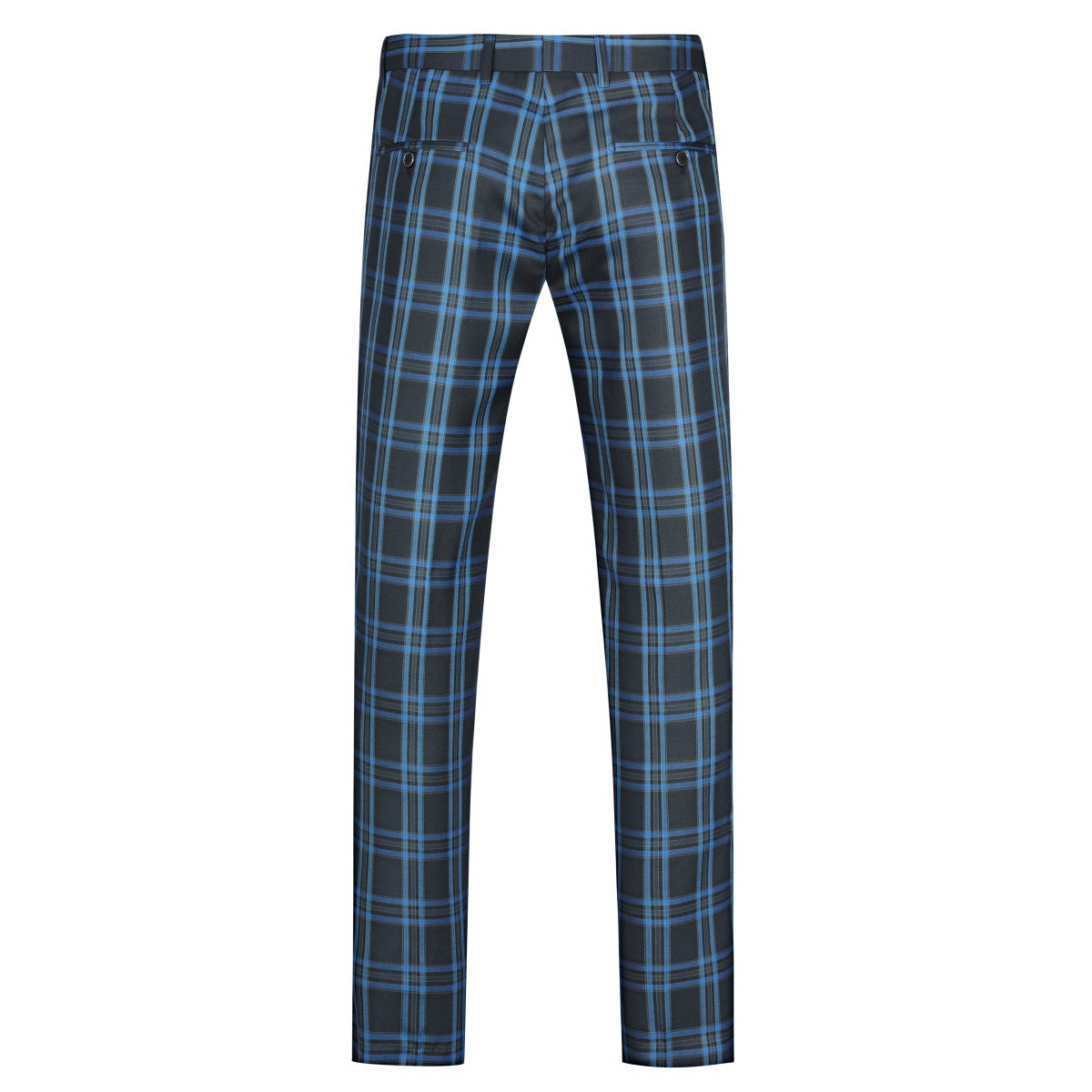 Plaid Stripe Suit Slim Fit 2-Piece Suit Blue