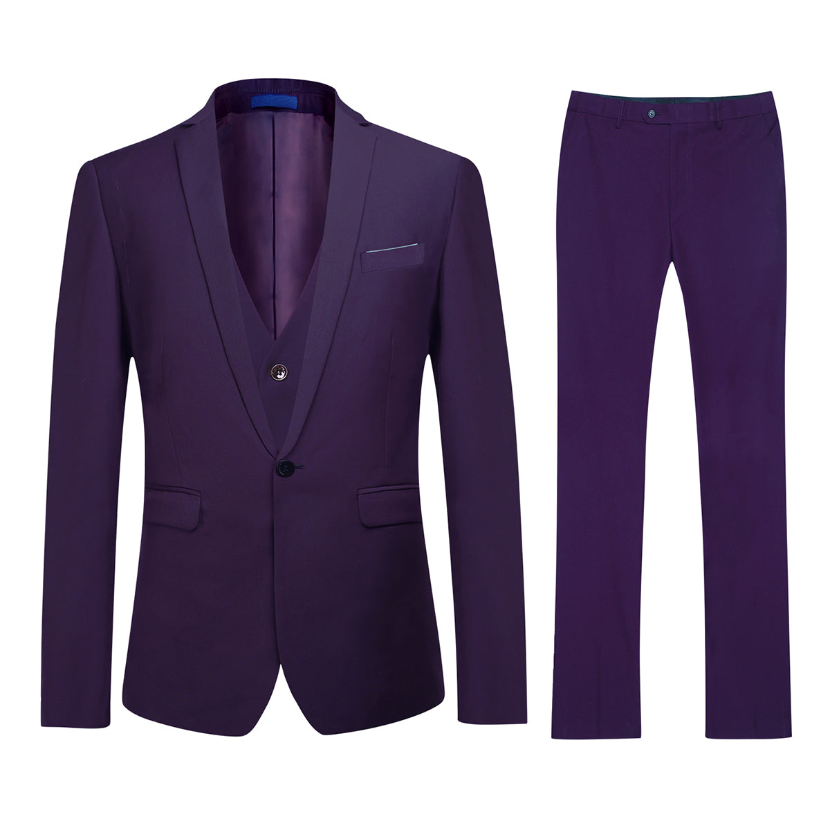 3-Piece Slim Fit Classic Violet Purple Suit