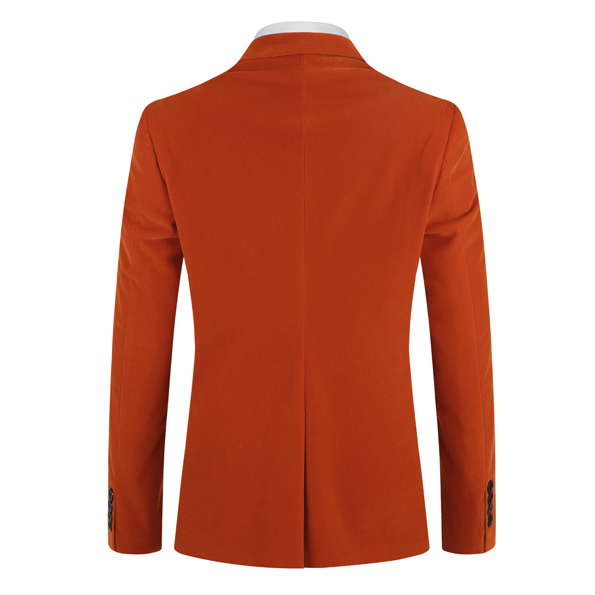 Slim Fit 2-Piece Orange Pleuche Velvet Tuxedo Suit