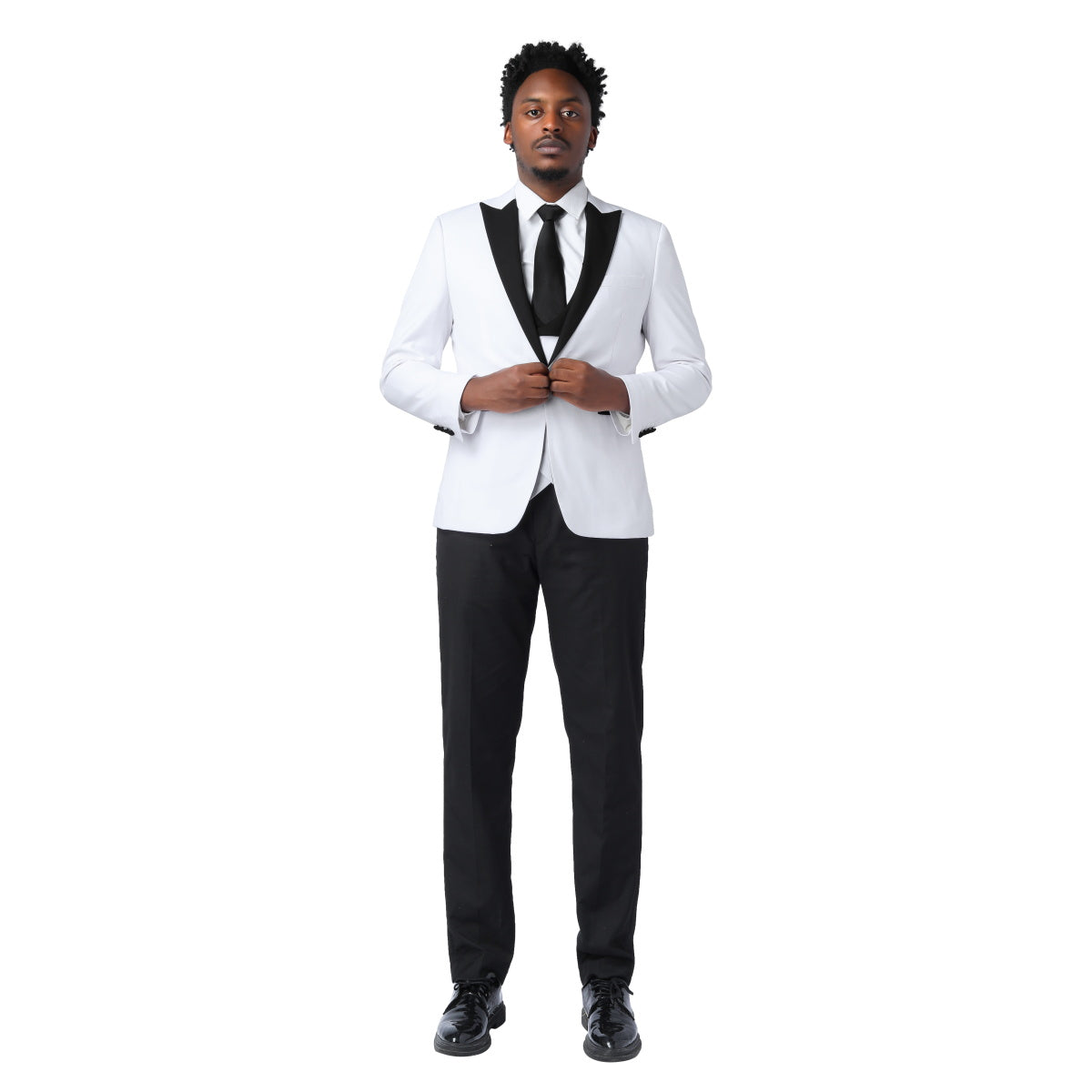 White 3-Piece Slim Fit Tuxedo - One Button, Peaked Lapel