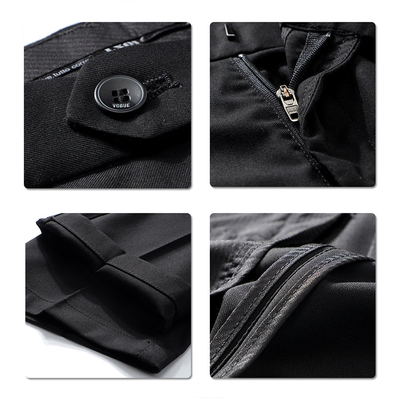 Black Classic Slim Fit Fit Stretch Flat Front Pants