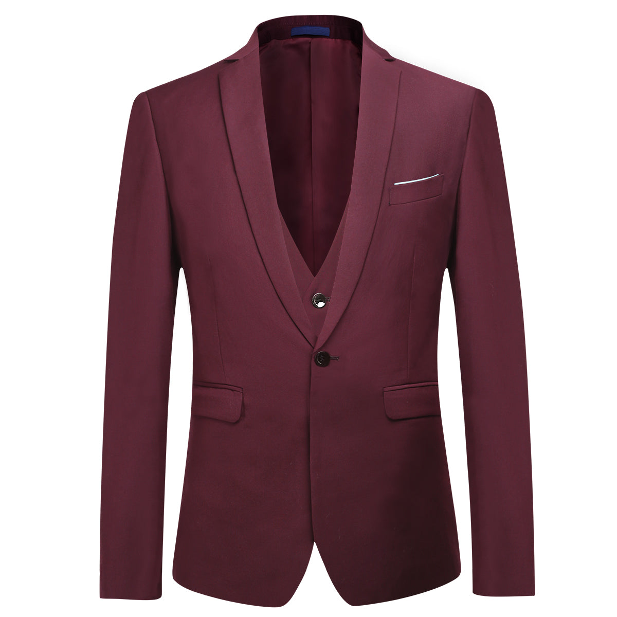 3-Piece Slim Fit Classic Maroon Suit