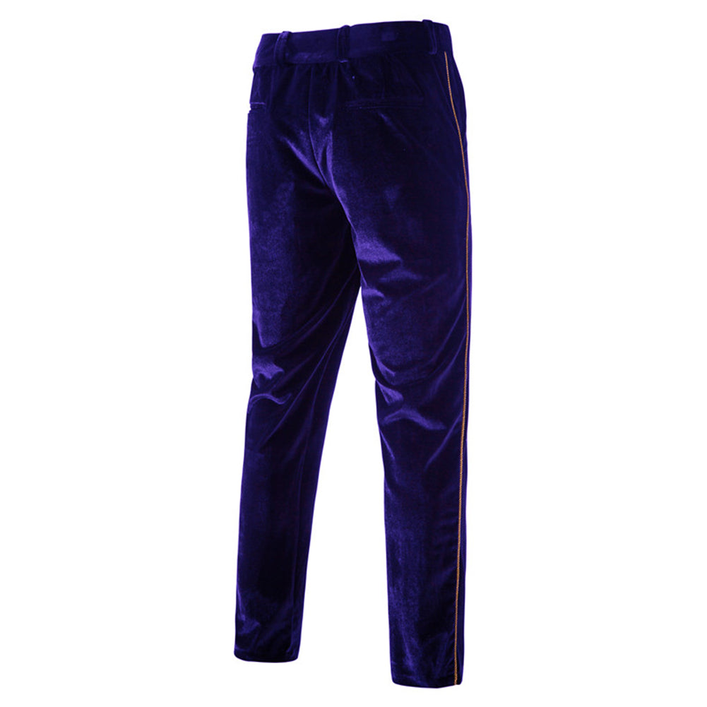 Blue Velvet-Trimmed 2-Piece Double-Breasted Suit