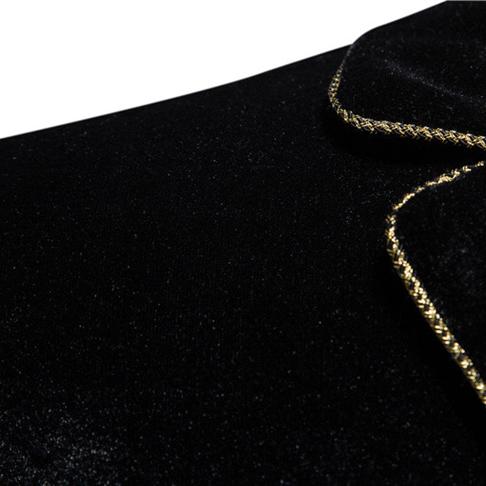 Black Velvet-Trimmed 2-Piece Double-Breasted Suit