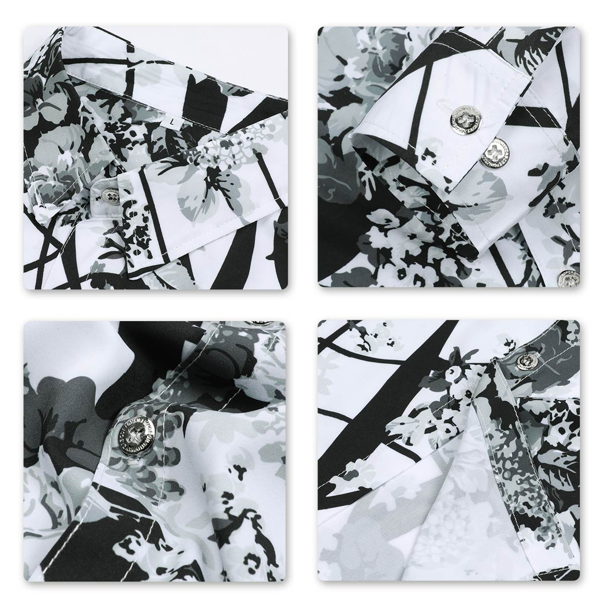 Slim Fit White Plum Flower Print Shirt