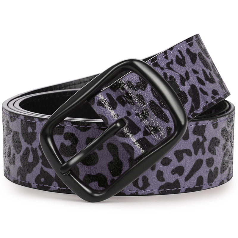 Purple Leopard Print Prong Buckle Belt