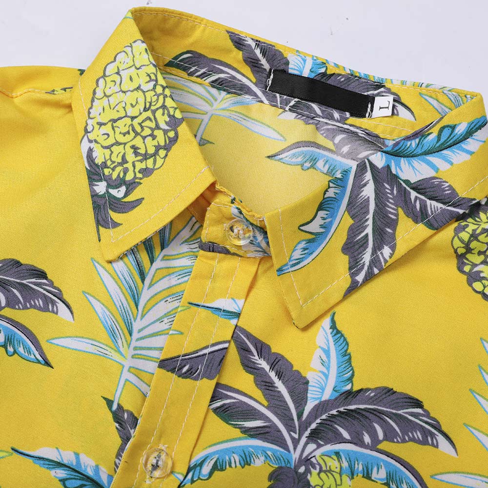 Pineapple Print Yellow Shirt For Men