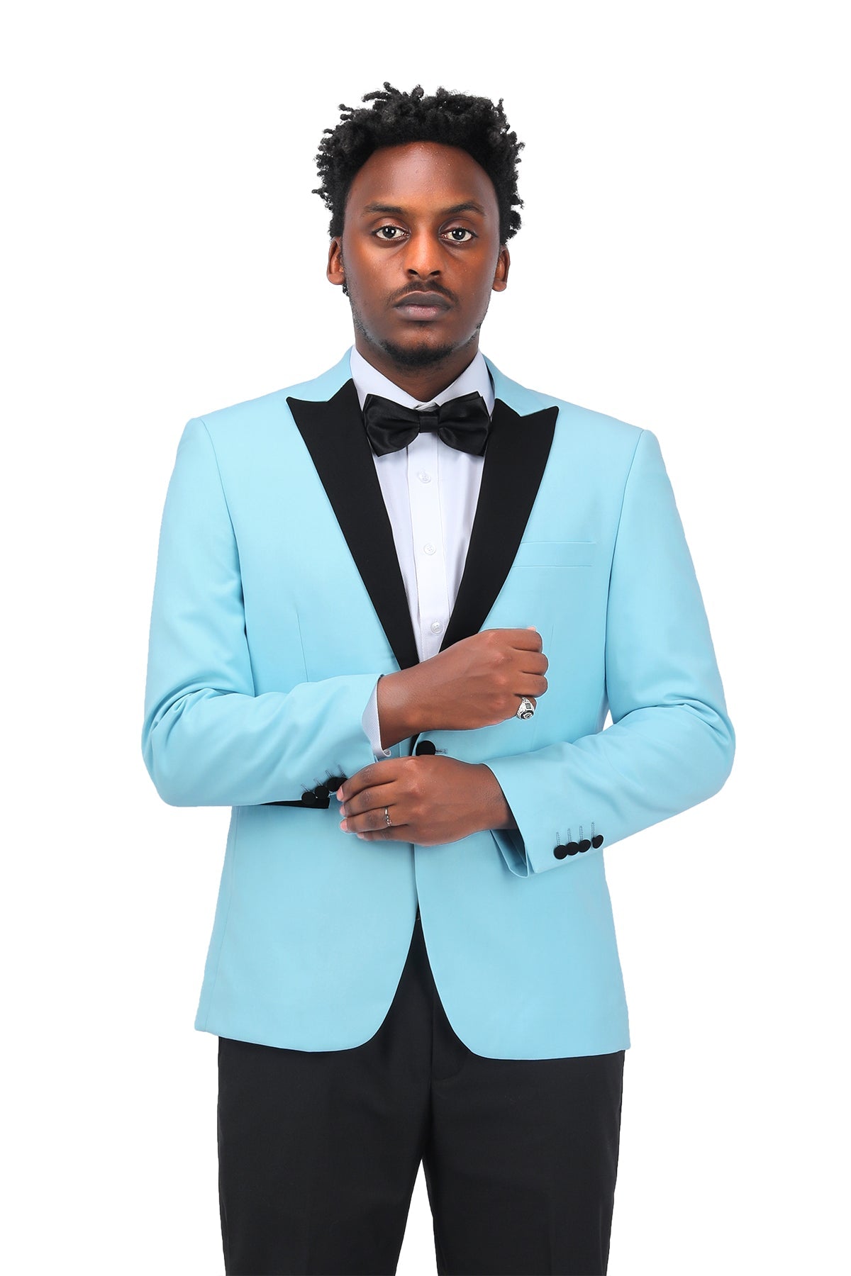 Light Blue 3-Piece Slim Fit Tuxedo - One Button, Peaked Lapel