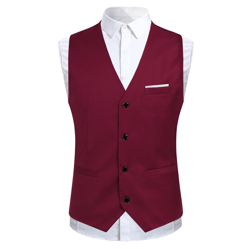 3-Piece Slim Fit One Button Fashion Maroon Suit
