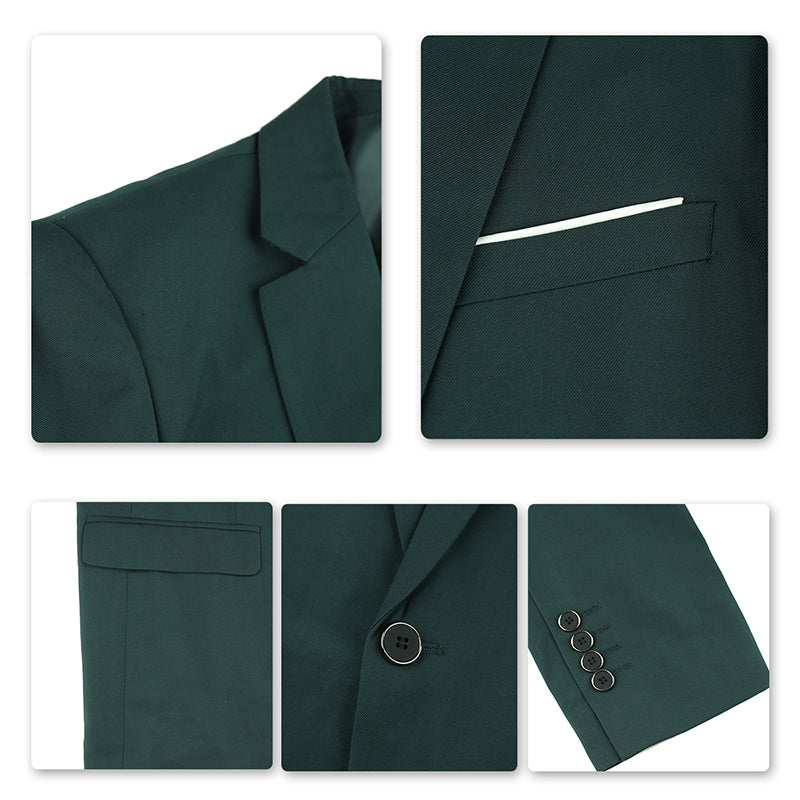 3-Piece Slim Fit One Button Fashion Oak Green Suit