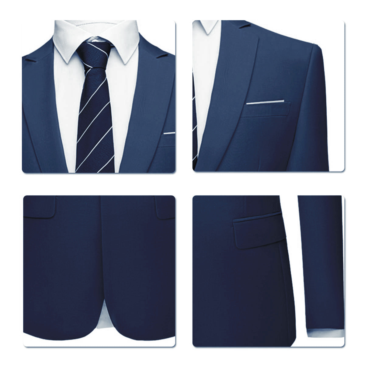 2-Piece Slim Fit Simple Designed Navy Suit