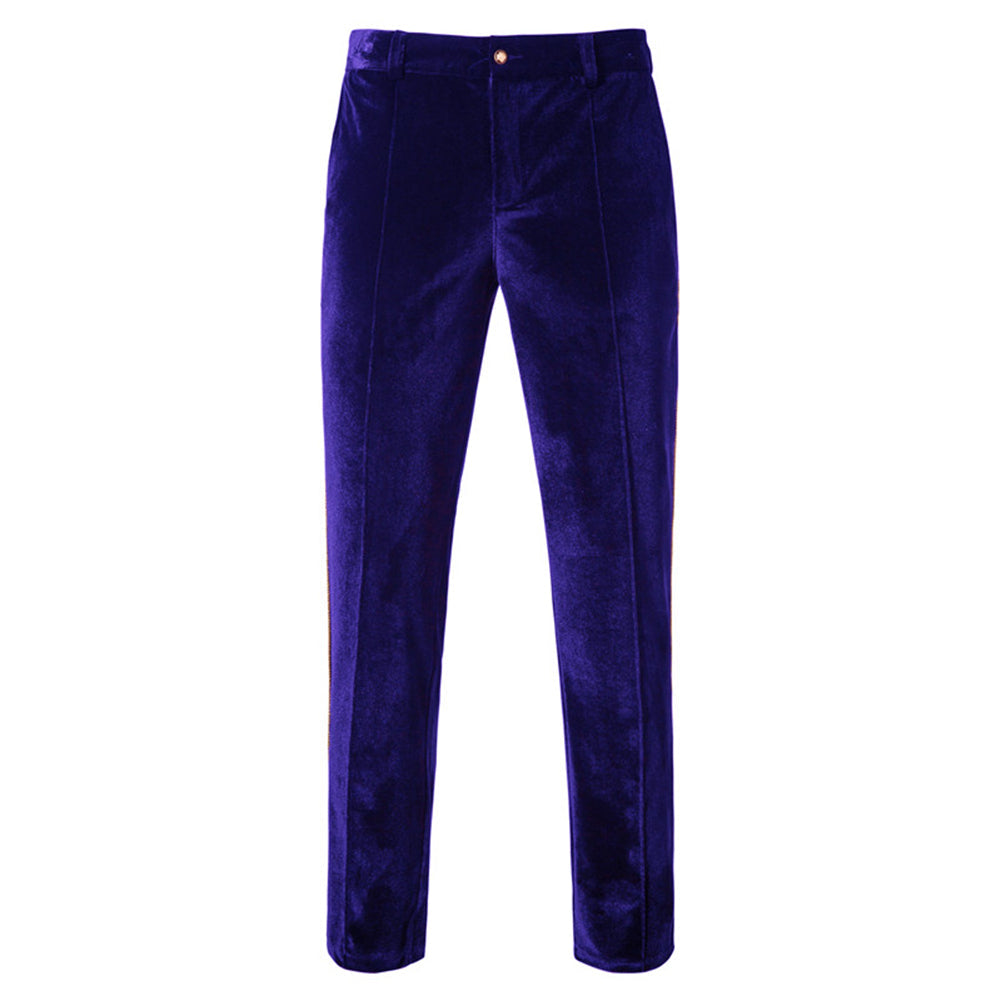 Blue Velvet-Trimmed 2-Piece Double-Breasted Suit