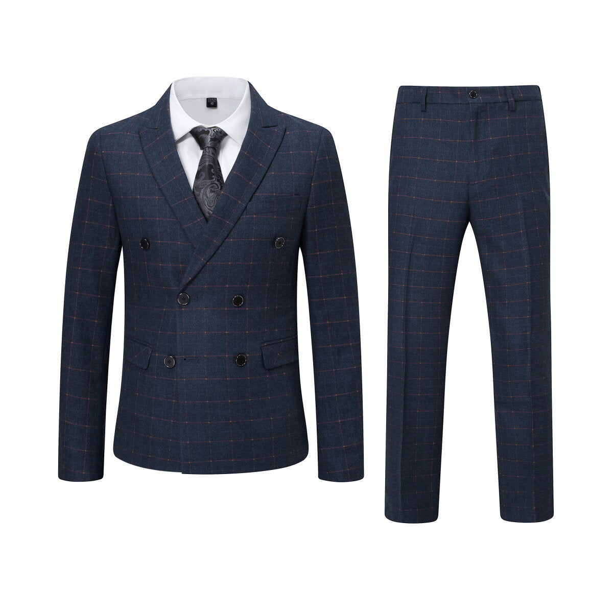 Mens 3-piece Slim Fit Casual Suit Plaid Grey Suit - Allthemen – Allthemen