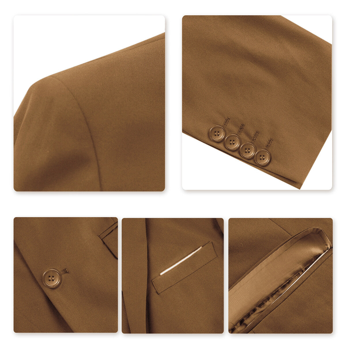 2-Piece Slim Fit Simple Designed Coffee Suit-EU