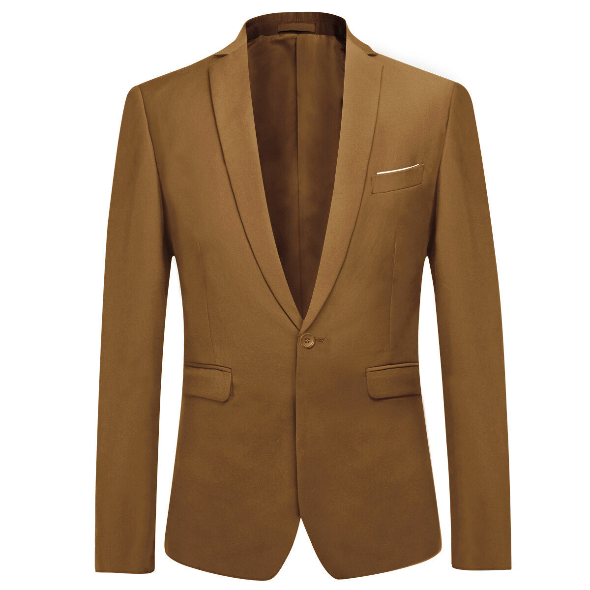 2-Piece Slim Fit Simple Designed Coffee Suit-EU