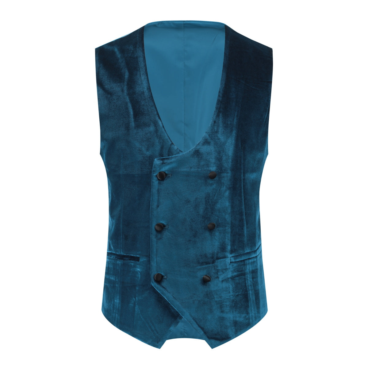 Peacock Blue Velvet Tuxedo Suit - 3-Piece Lapel One Button Design