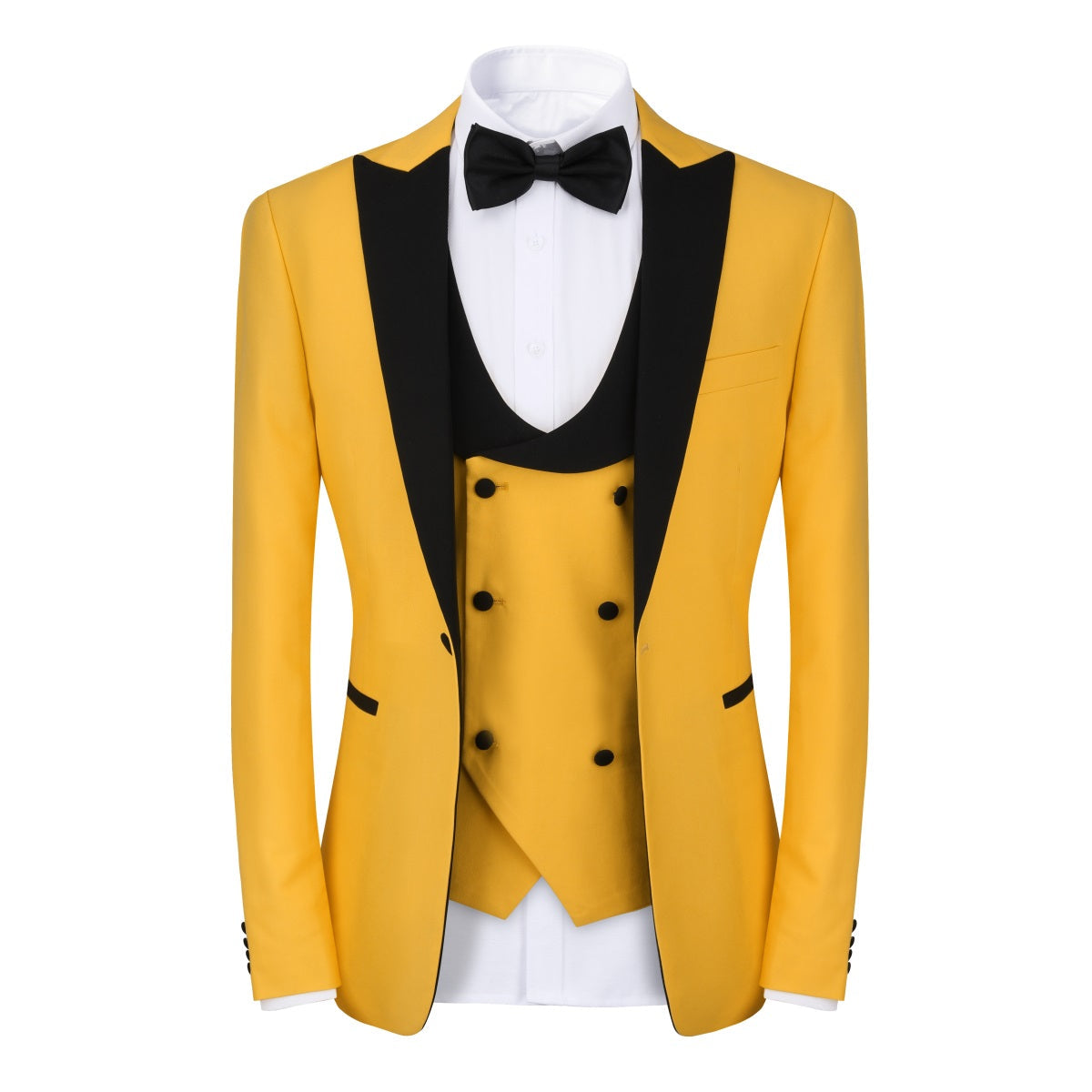 Yellow 3-Piece Slim Fit Tuxedo - One Button, Peaked Lapel