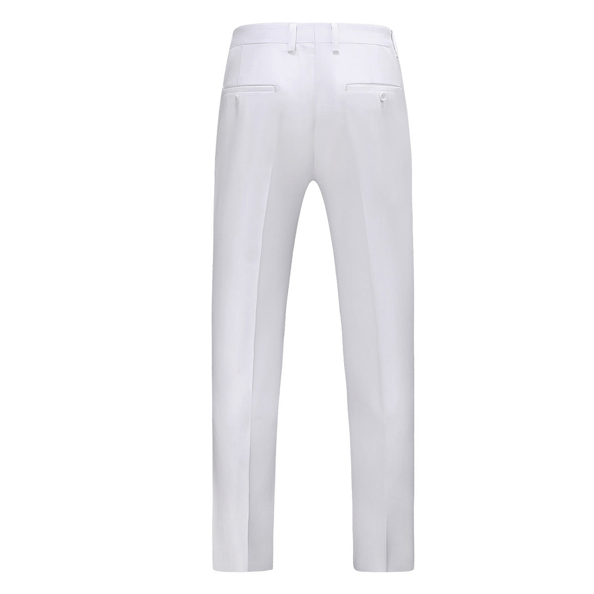 3-Piece Mens Solid Color Two-Button Double-Breasted Suit Set White