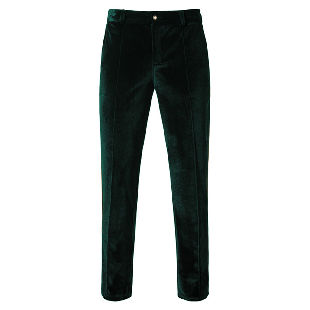 Green Velvet-Trimmed 2-Piece Double-Breasted Suit