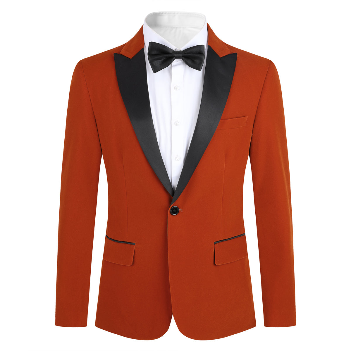 Slim Fit 2-Piece Orange Pleuche Velvet Tuxedo Suit