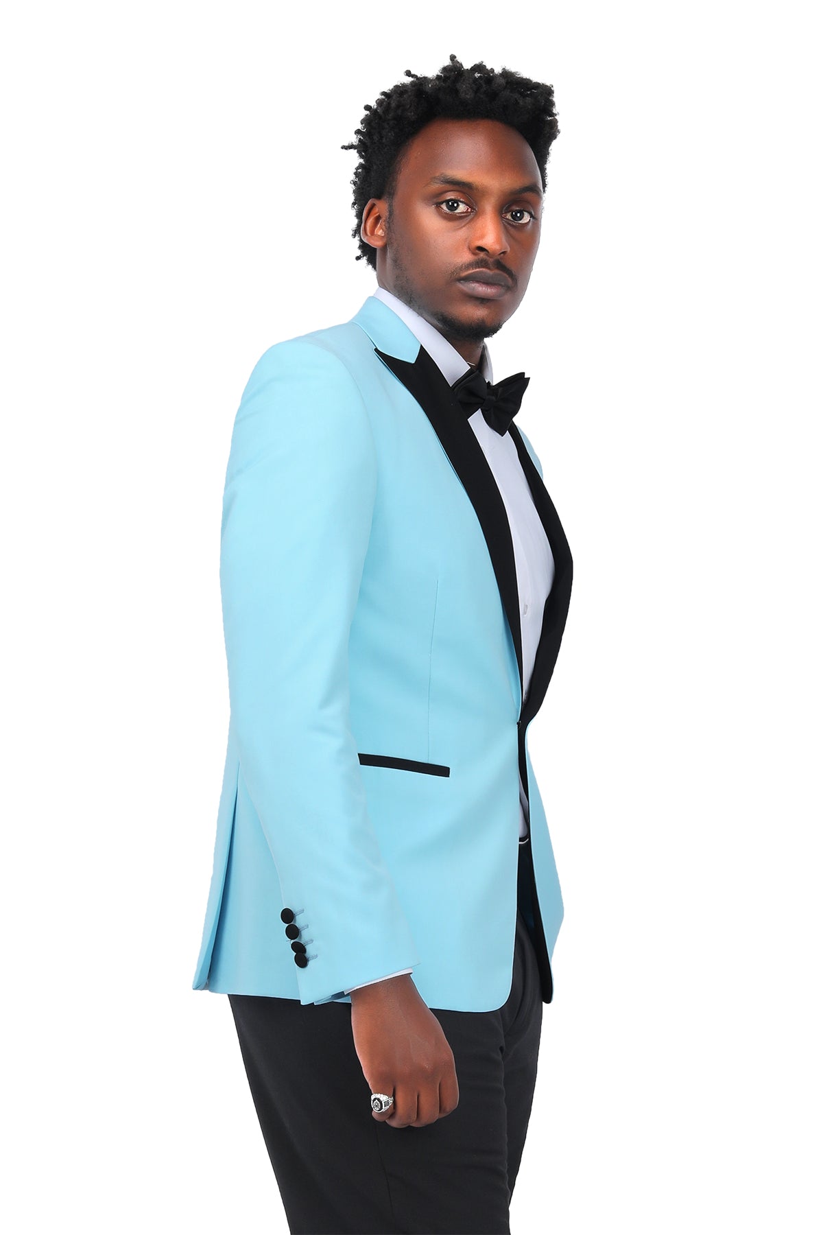 Light Blue 3-Piece Slim Fit Tuxedo - One Button, Peaked Lapel