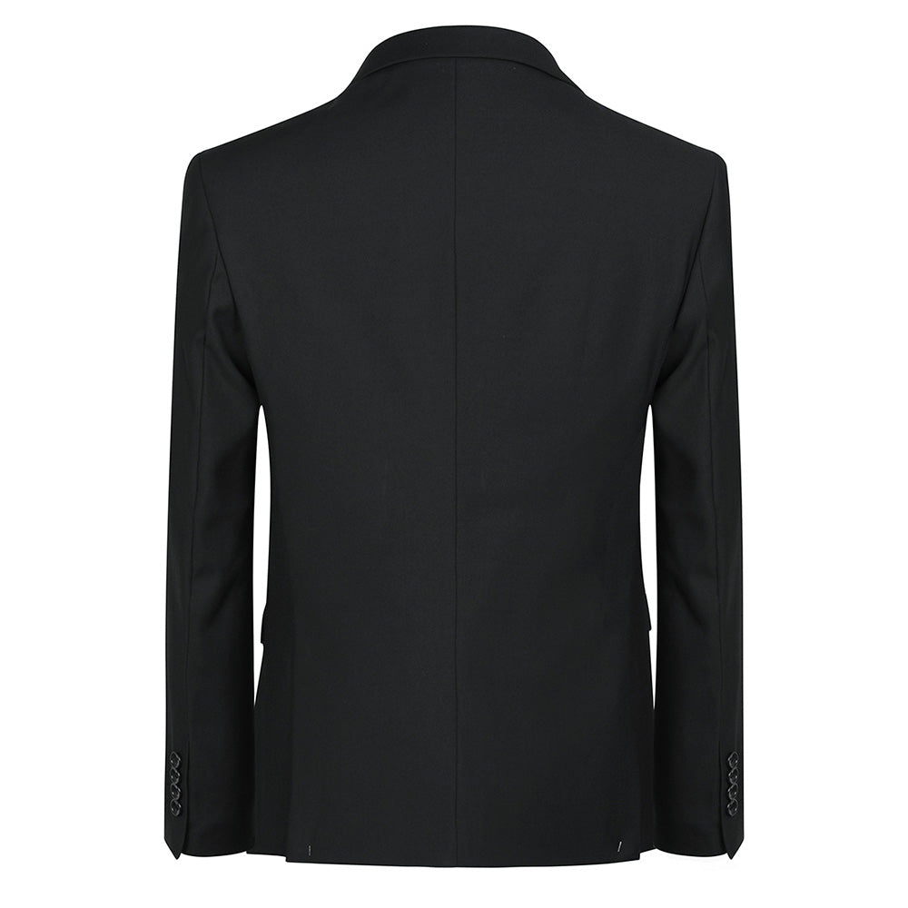 3-Piece Notched Lapel Black Suit